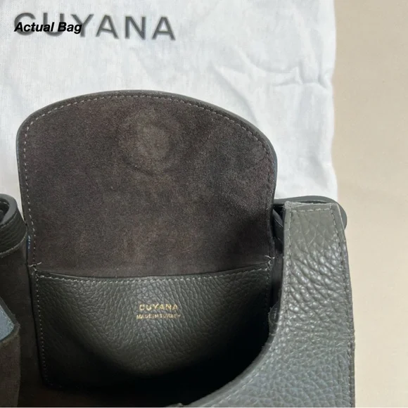 NWT: CUYANA MINI DOUBLE LOOP BAG IN DARK OLIVE PEBBLED LEATHER (O/S) - Picture 11 of 16